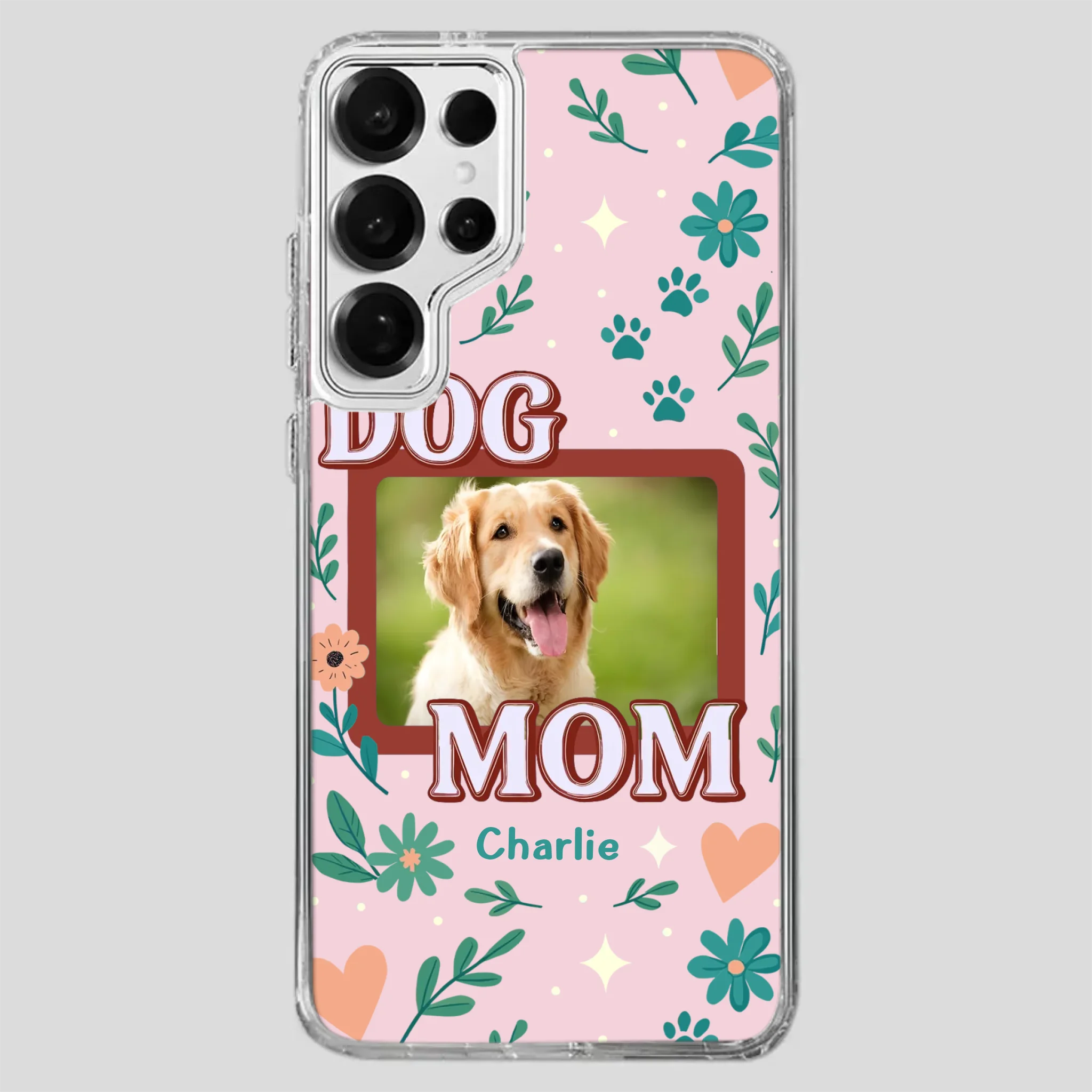 Personalized Dog Mom Phone Case – Custom Pet Name & Photo | Cute Floral Design - 89Prints