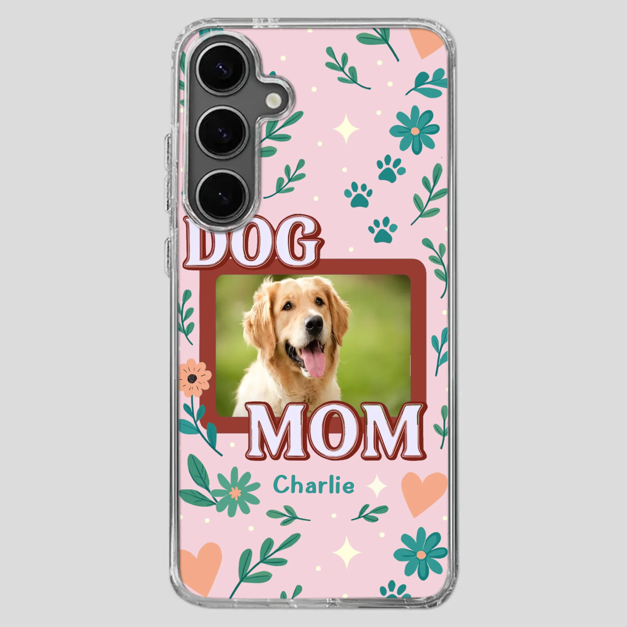 Personalized Dog Mom Phone Case – Custom Pet Name & Photo | Cute Floral Design - 89Prints