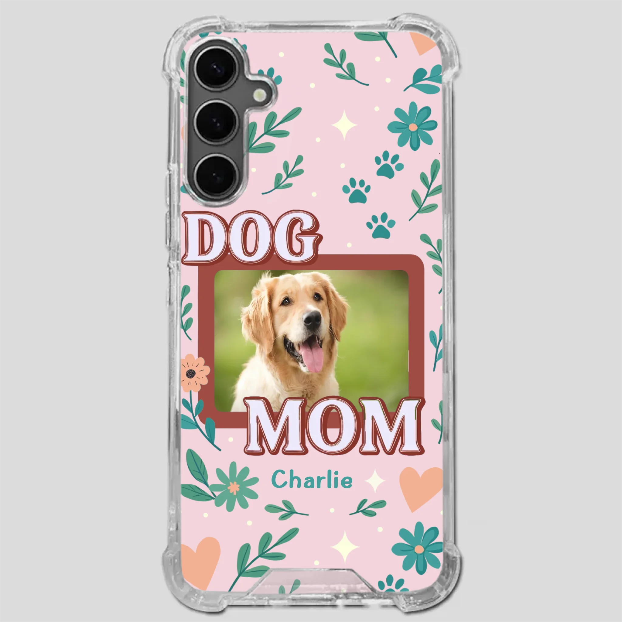 Personalized Dog Mom Phone Case – Custom Pet Name & Photo | Cute Floral Design - 89Prints
