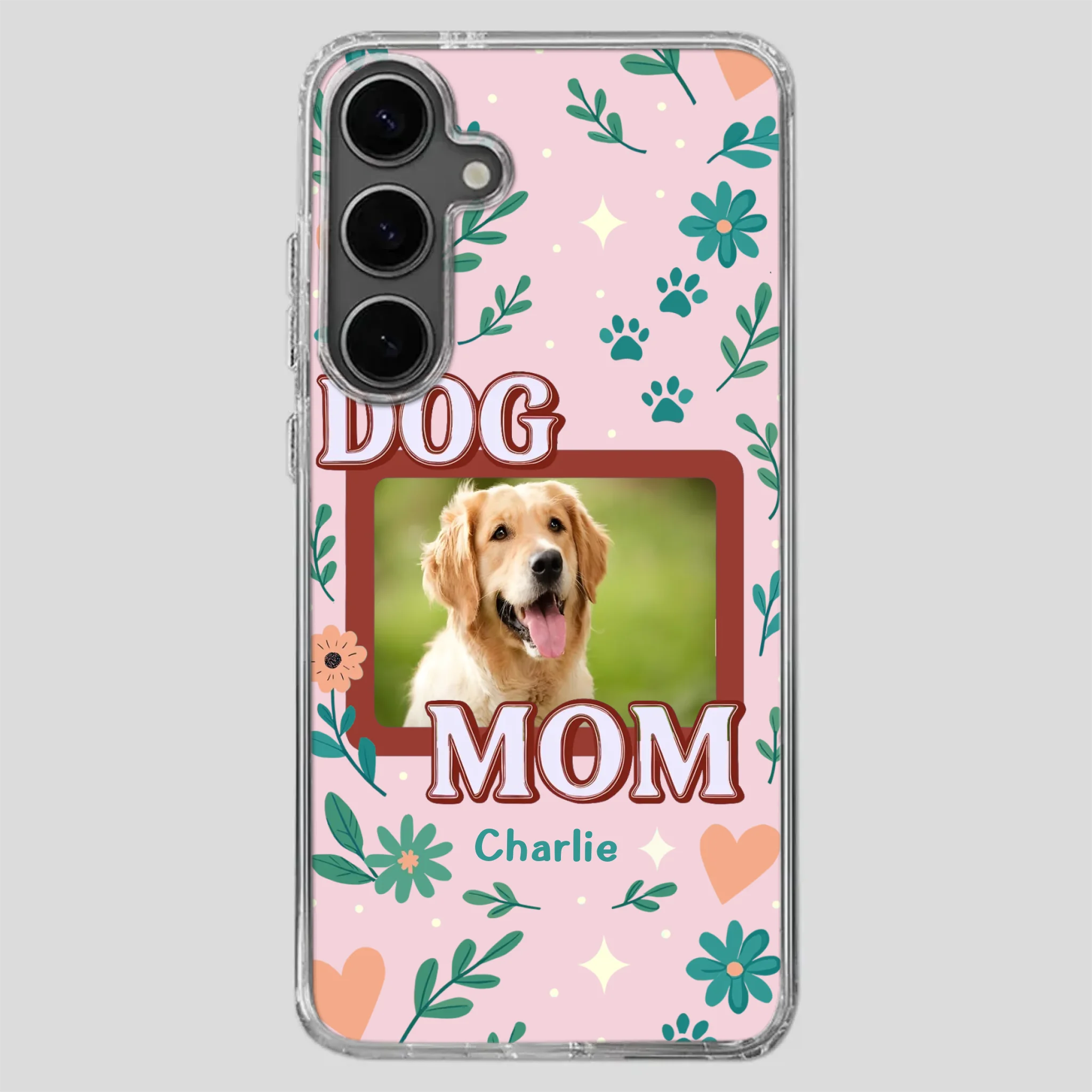Personalized Dog Mom Phone Case – Custom Pet Name & Photo | Cute Floral Design - 89Prints