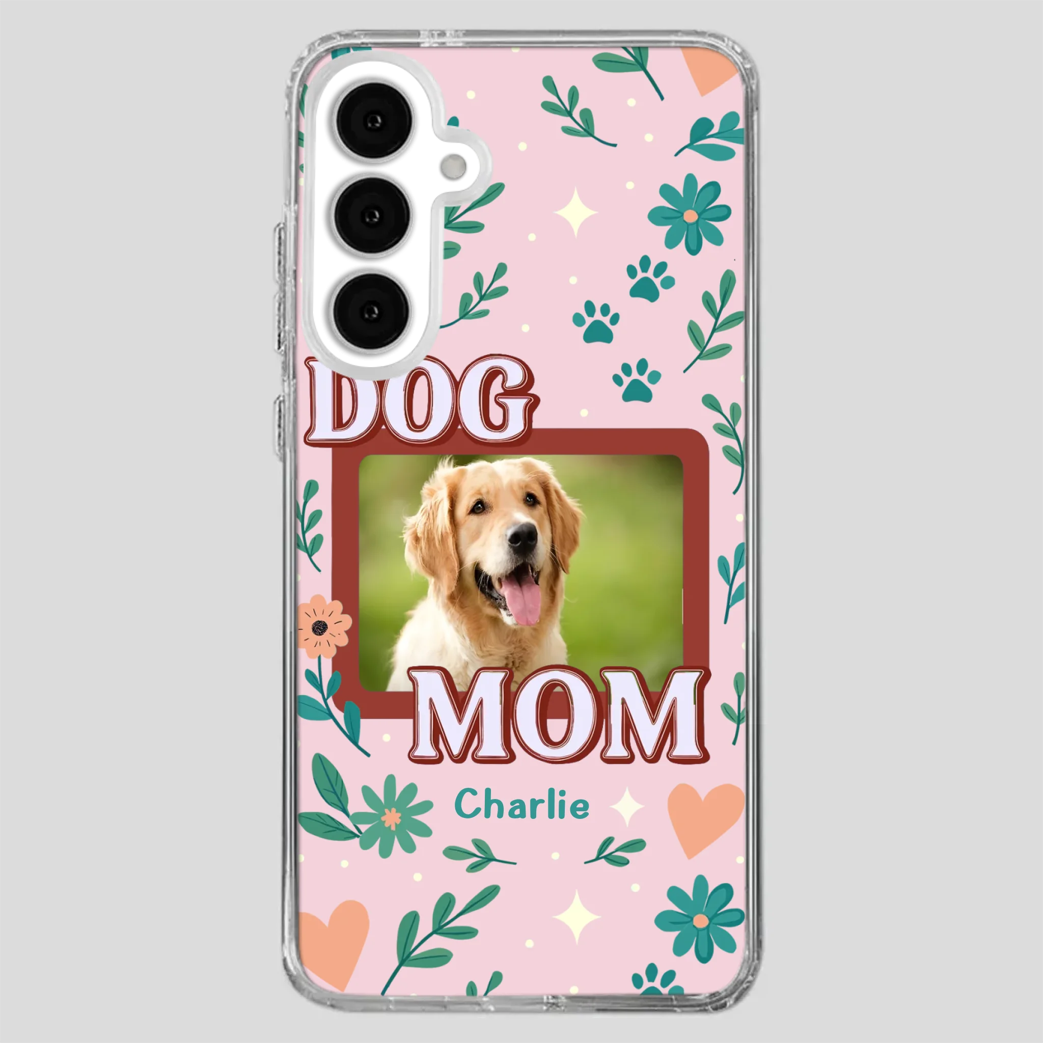 Personalized Dog Mom Phone Case – Custom Pet Name & Photo | Cute Floral Design - 89Prints