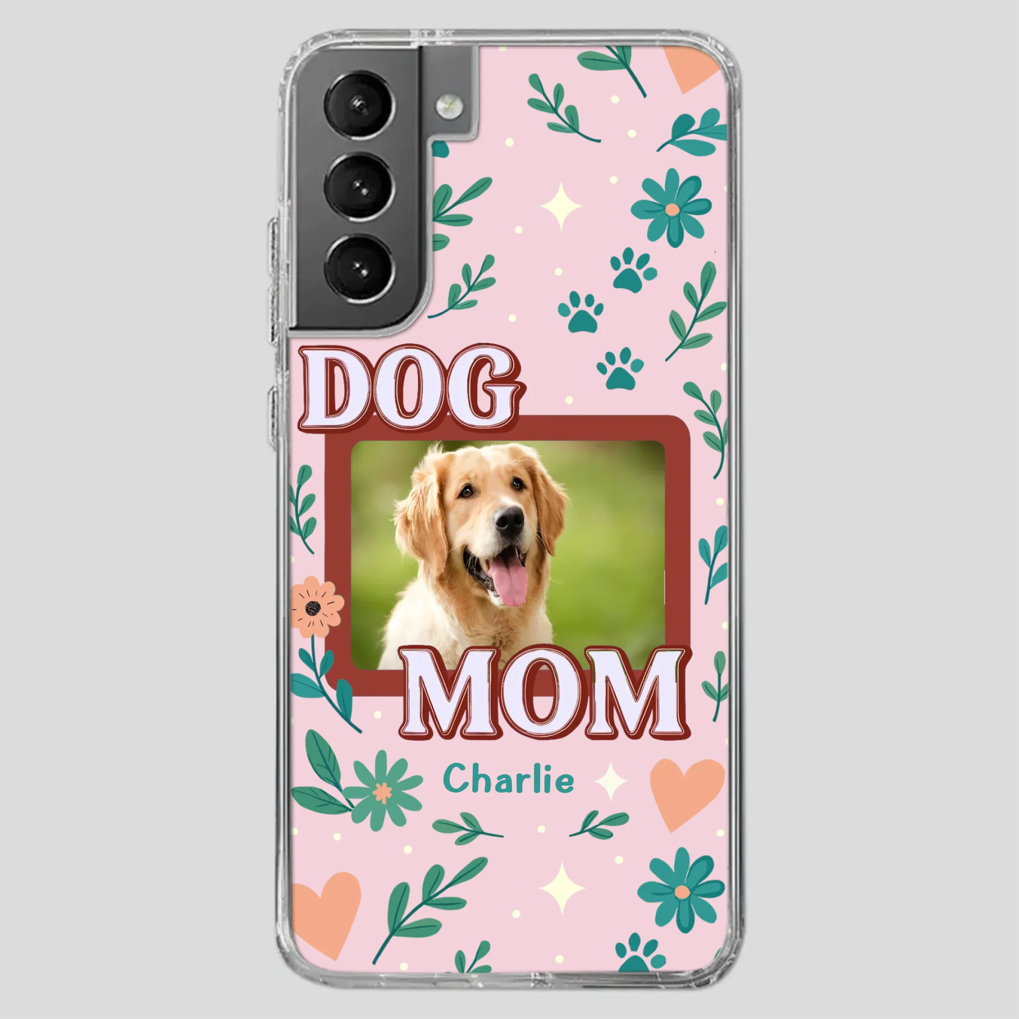 Personalized Dog Mom Phone Case – Custom Pet Name & Photo | Cute Floral Design - 89Prints