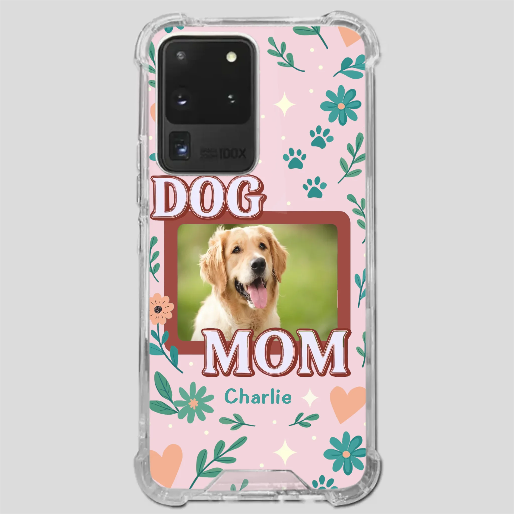 Personalized Dog Mom Phone Case – Custom Pet Name & Photo | Cute Floral Design - 89Prints