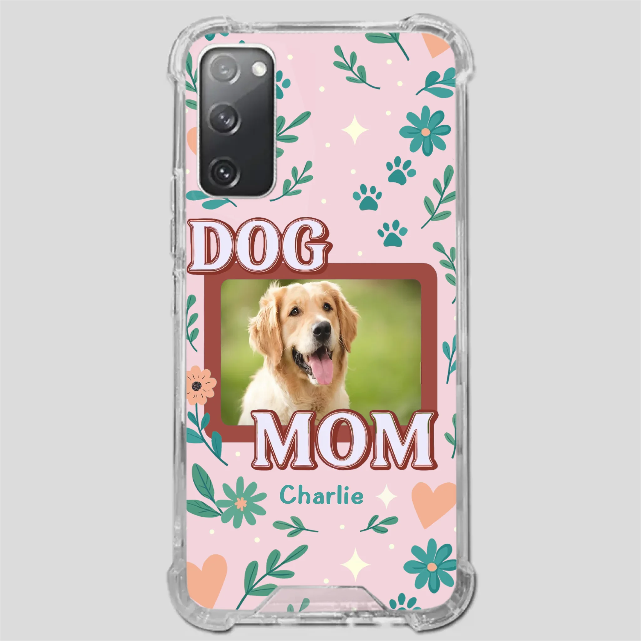 Personalized Dog Mom Phone Case – Custom Pet Name & Photo | Cute Floral Design - 89Prints