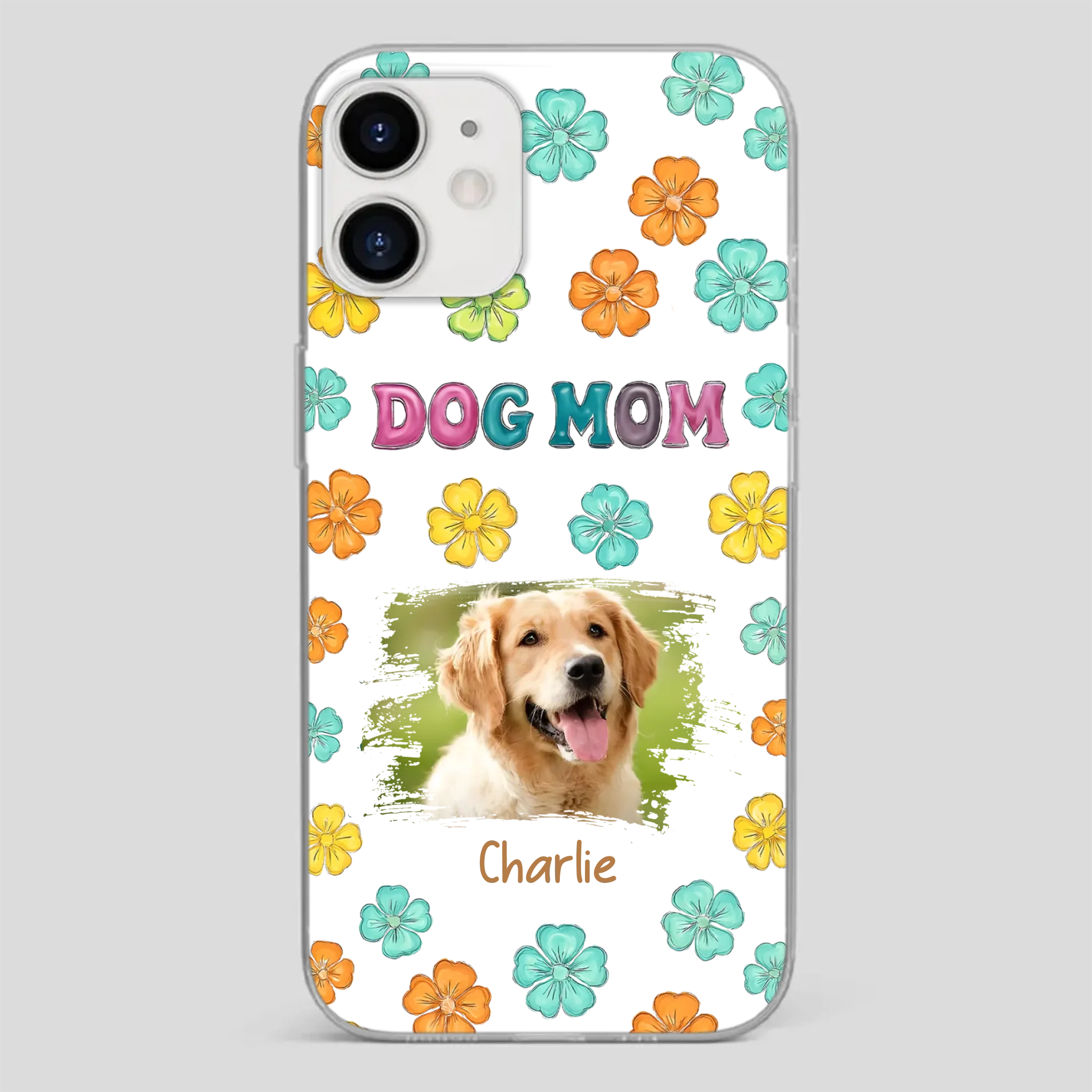 Dog Mom Phone Case – Custom Pet Name & Photo | Sweet Floral Design - 89Prints