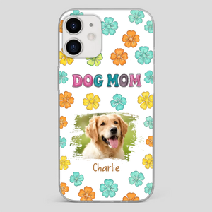 Dog Mom Phone Case – Custom Pet Name & Photo | Sweet Floral Design - 89Prints