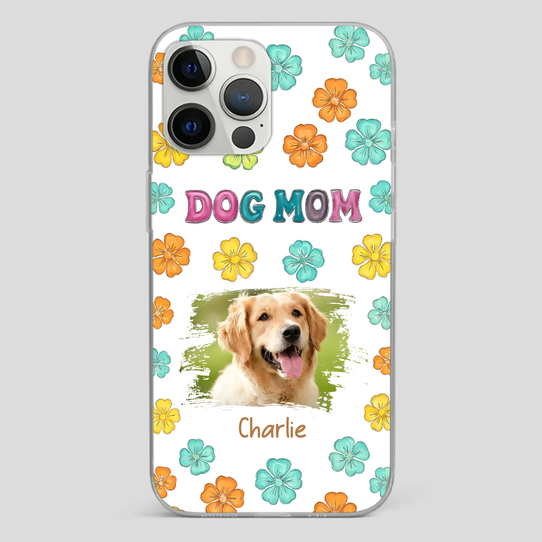 Dog Mom Phone Case – Custom Pet Name & Photo | Sweet Floral Design - 89Prints