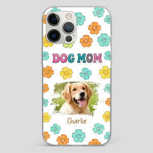 Dog Mom Phone Case – Custom Pet Name & Photo | Sweet Floral Design - 89Prints