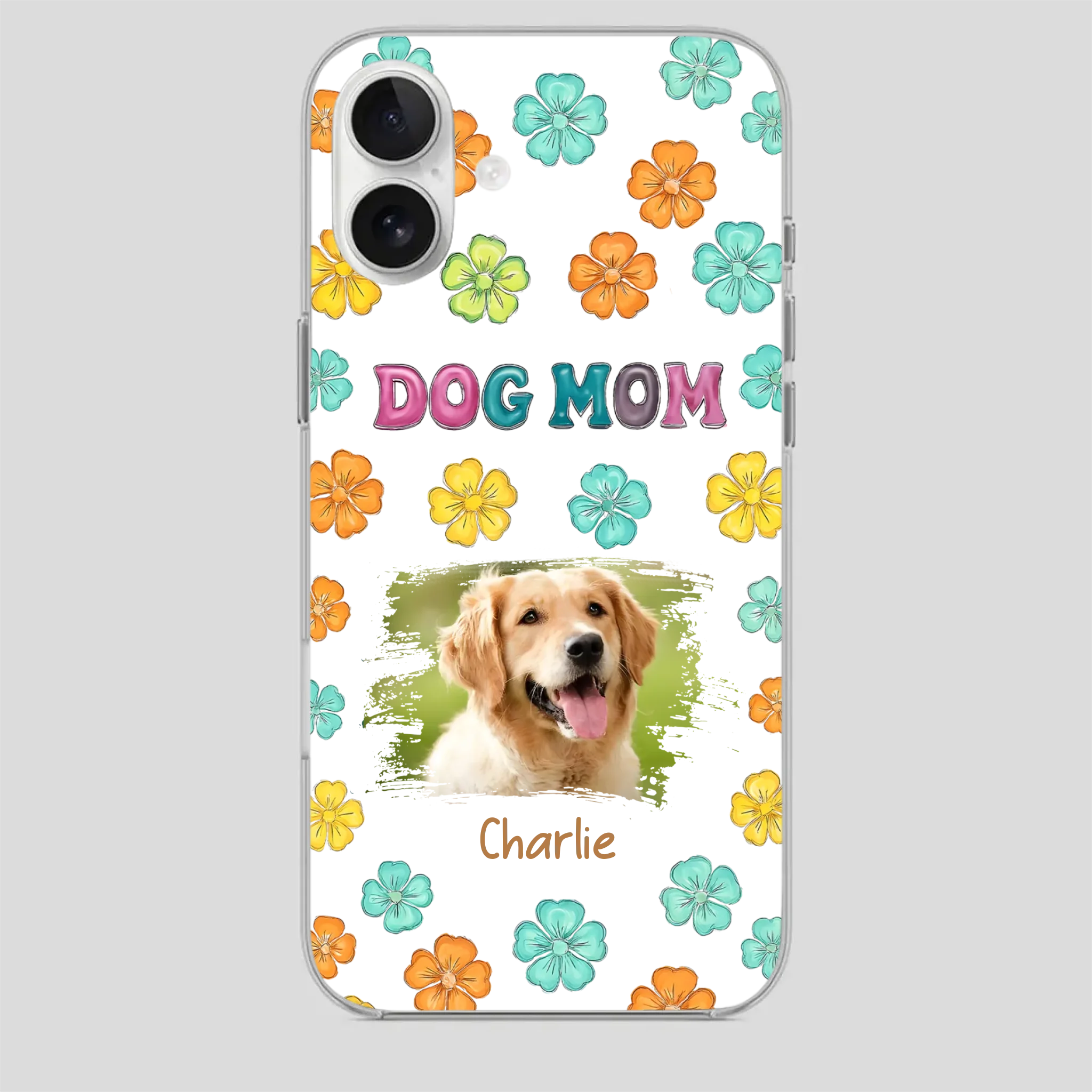 Dog Mom Phone Case – Custom Pet Name & Photo | Sweet Floral Design - 89Prints