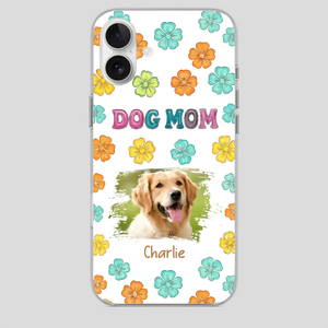 Dog Mom Phone Case – Custom Pet Name & Photo | Sweet Floral Design - 89Prints