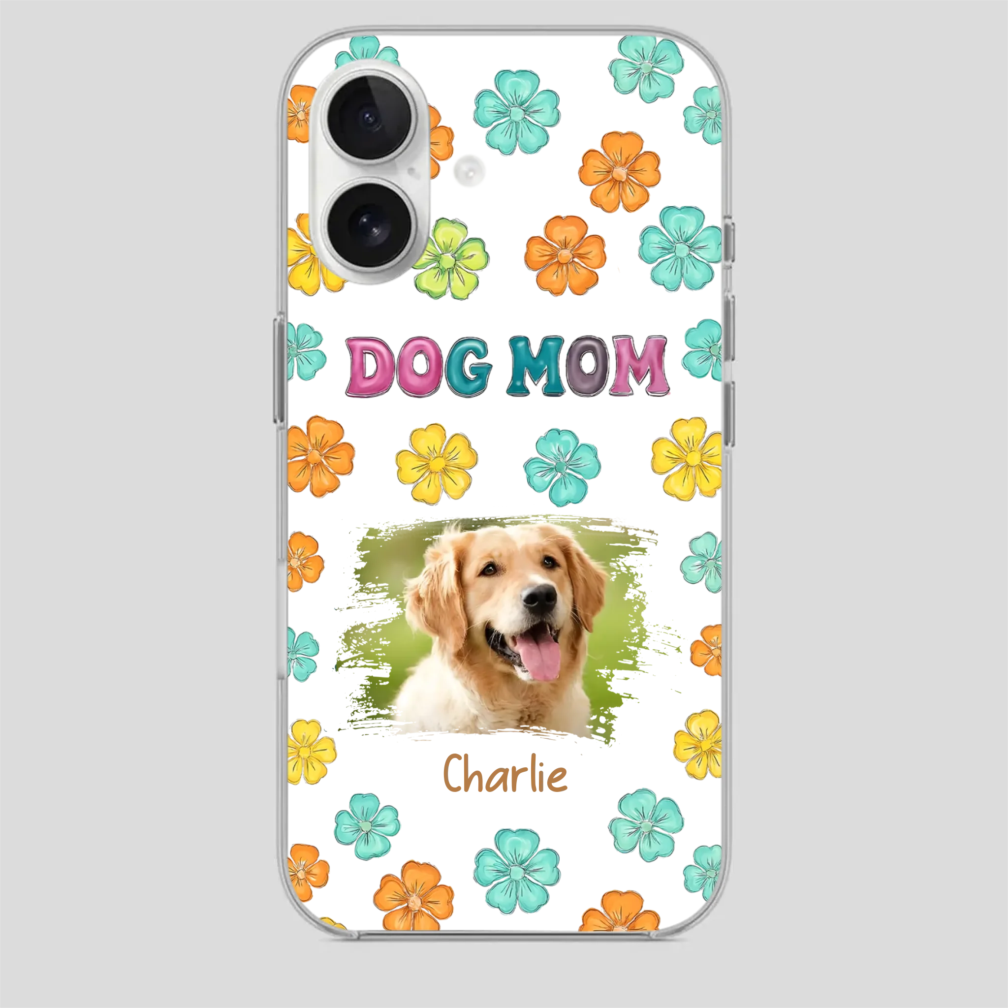 Dog Mom Phone Case – Custom Pet Name & Photo | Sweet Floral Design - 89Prints
