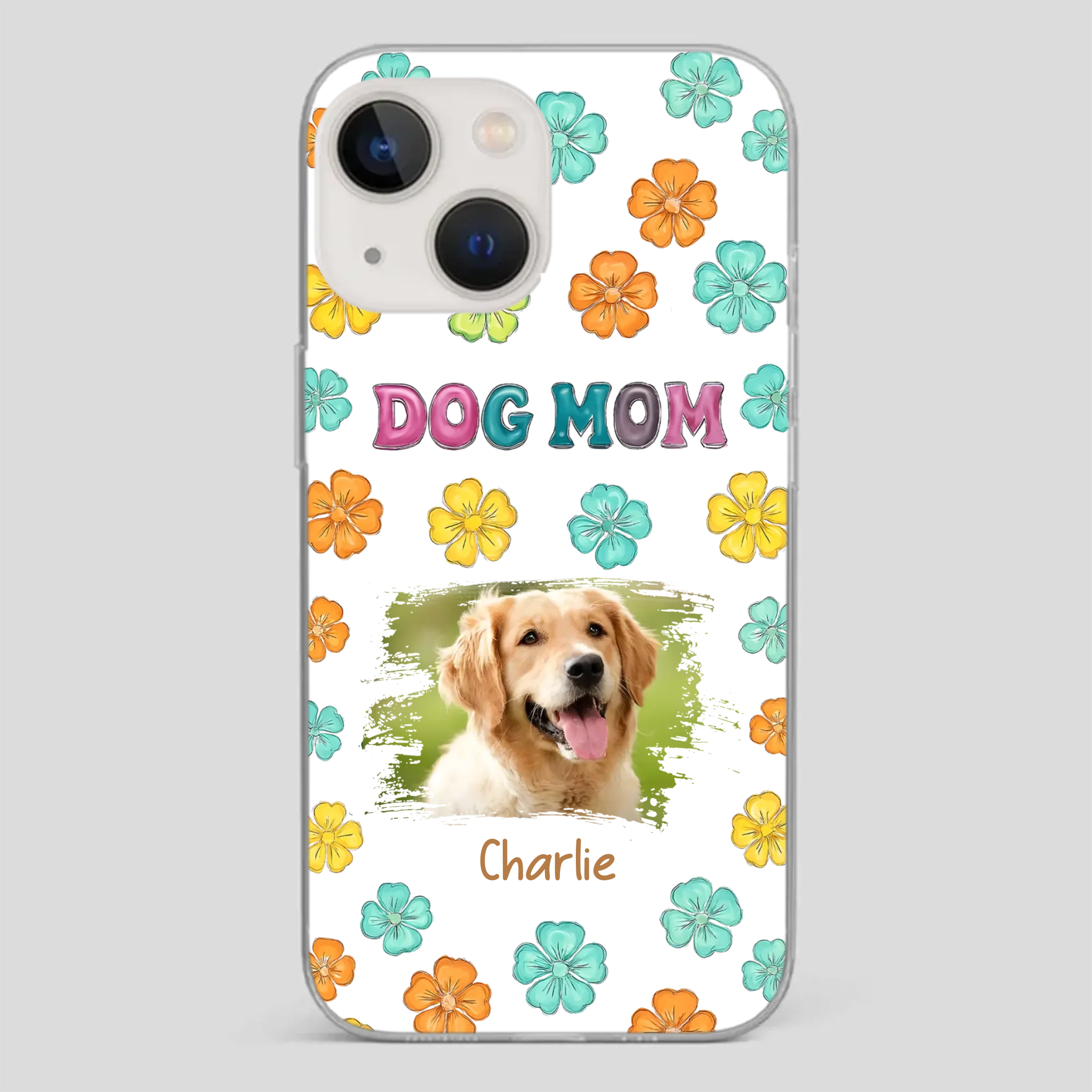 Dog Mom Phone Case – Custom Pet Name & Photo | Sweet Floral Design - 89Prints