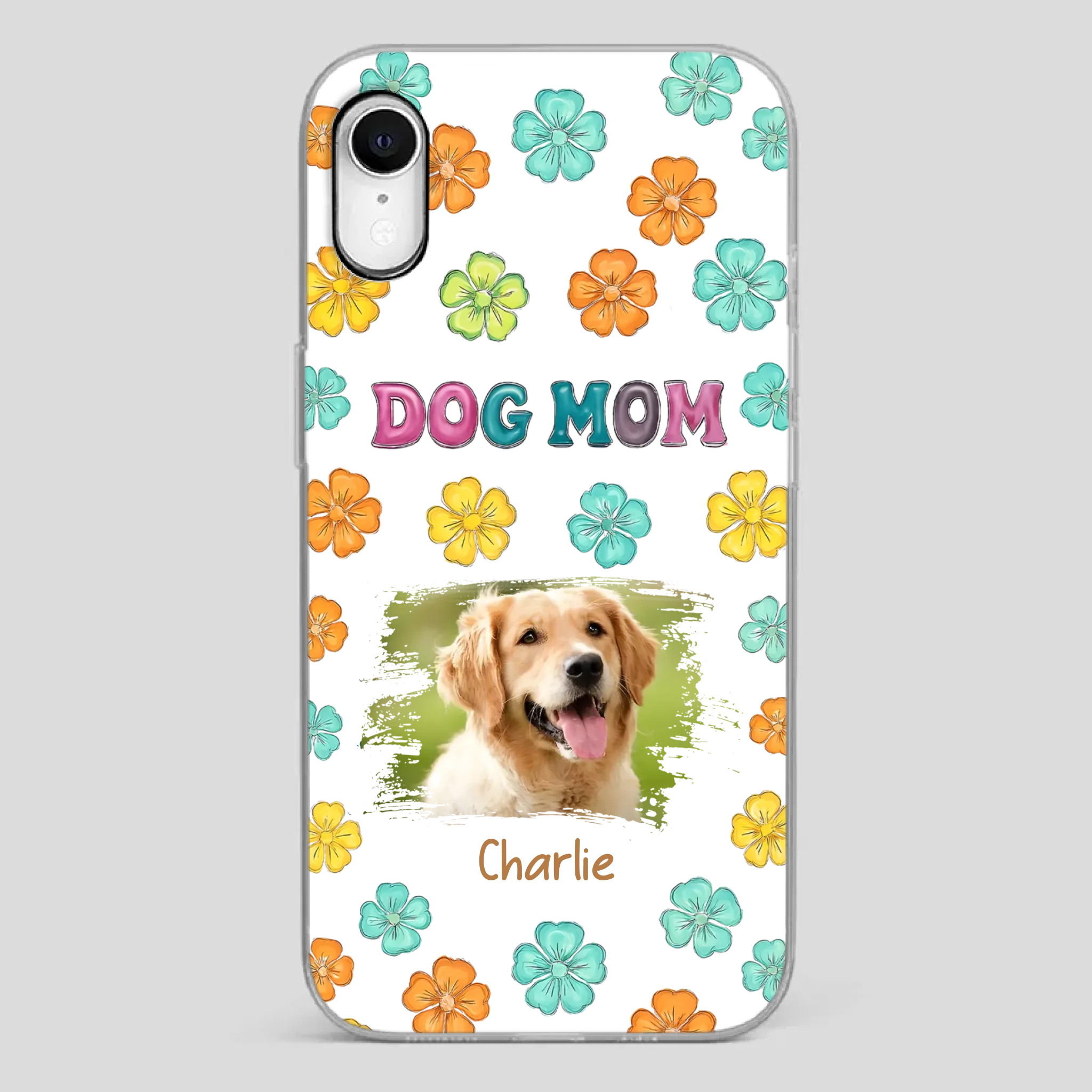 Dog Mom Phone Case – Custom Pet Name & Photo | Sweet Floral Design - 89Prints