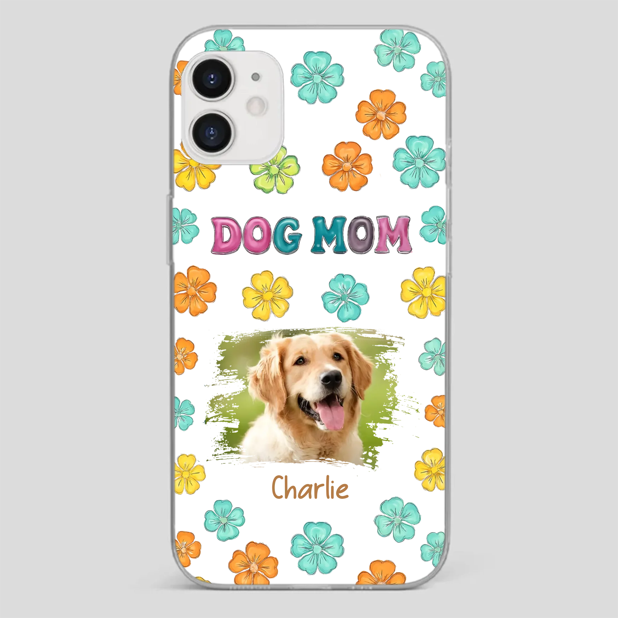 Dog Mom Phone Case – Custom Pet Name & Photo | Sweet Floral Design - 89Prints