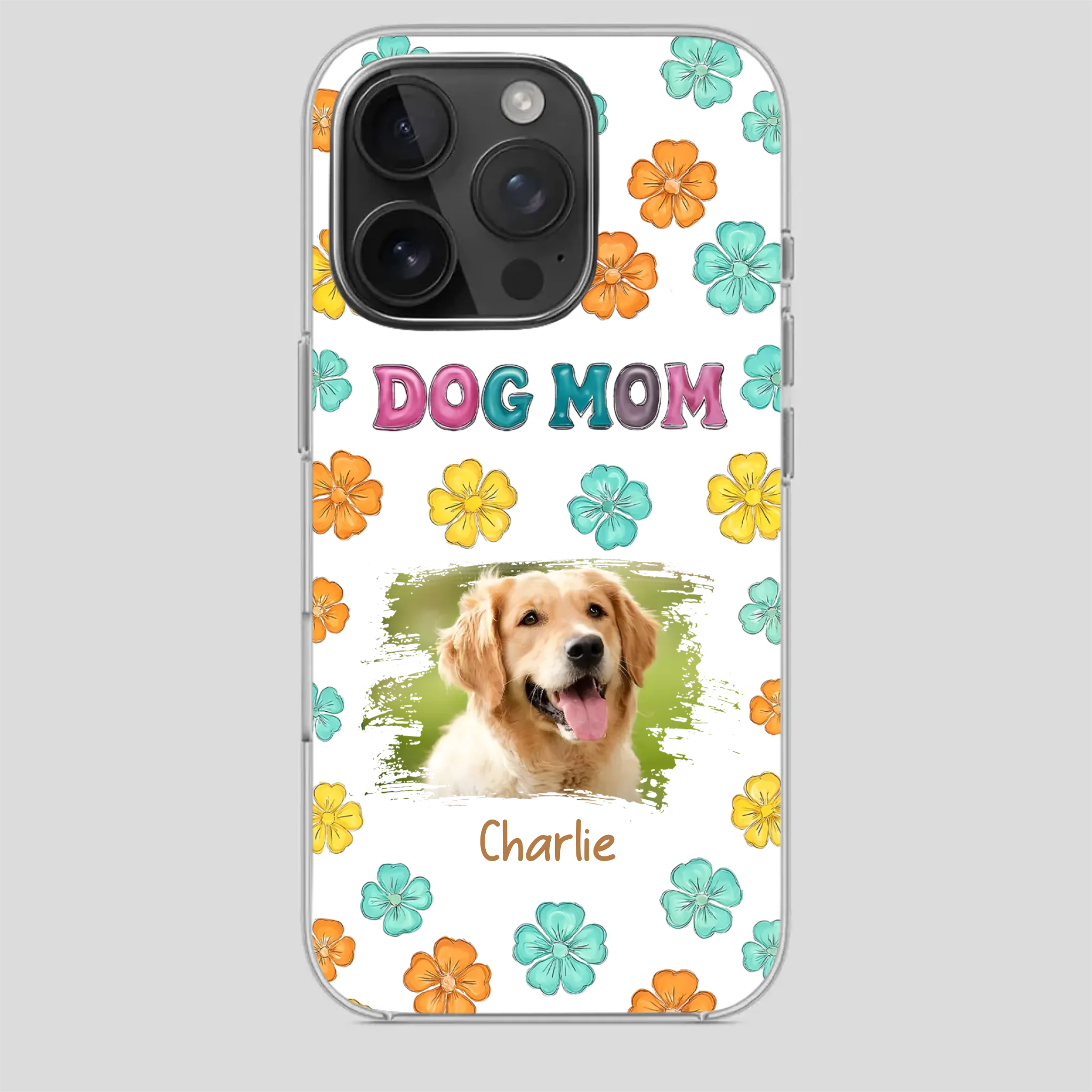 Dog Mom Phone Case – Custom Pet Name & Photo | Sweet Floral Design - 89Prints