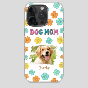 Dog Mom Phone Case – Custom Pet Name & Photo | Sweet Floral Design - 89Prints