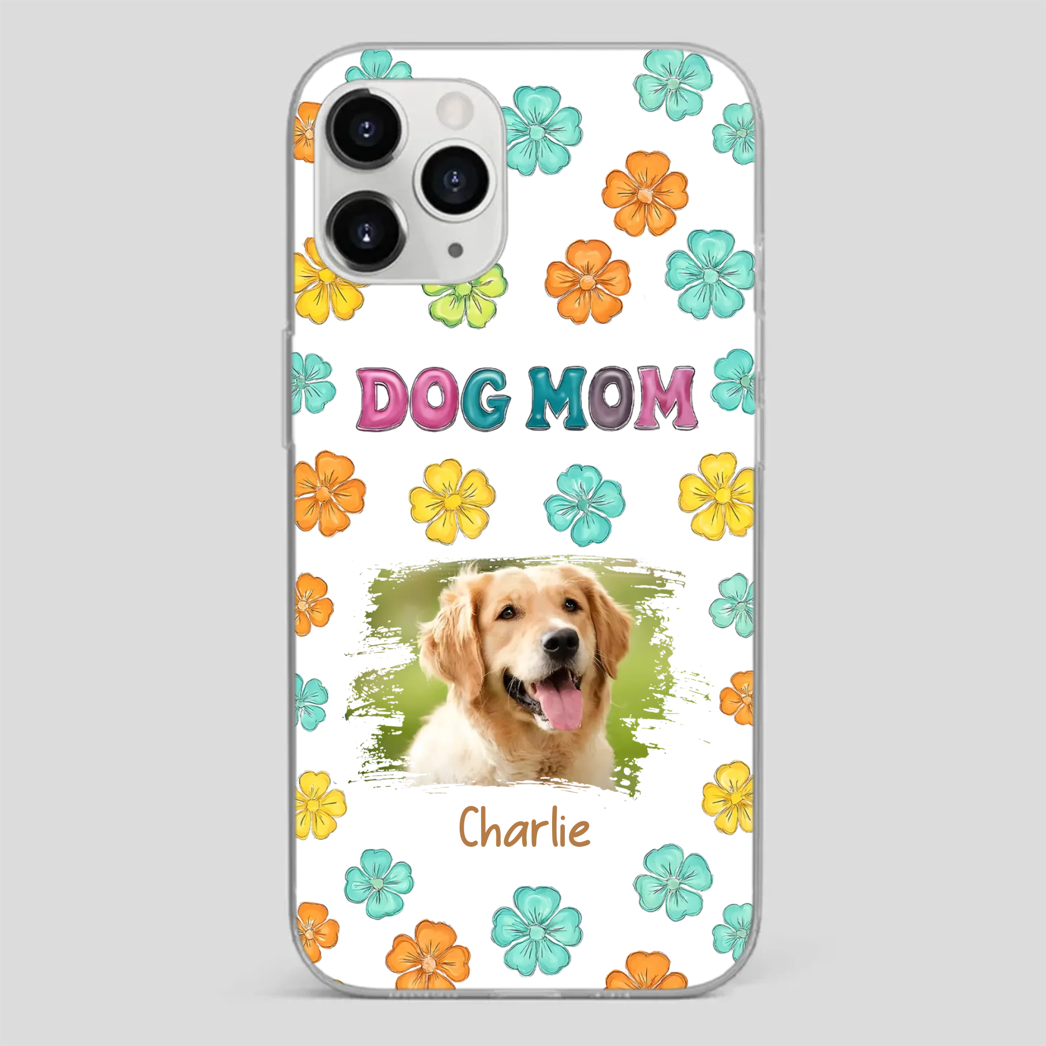 Dog Mom Phone Case – Custom Pet Name & Photo | Sweet Floral Design - 89Prints