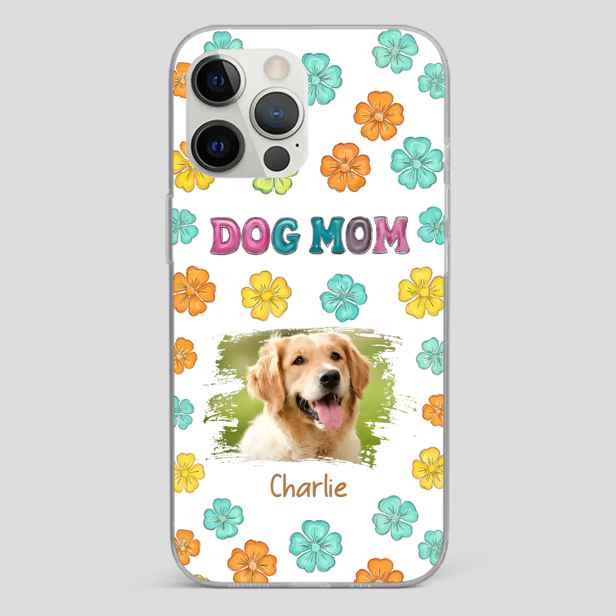 Dog Mom Phone Case – Custom Pet Name & Photo | Sweet Floral Design - 89Prints