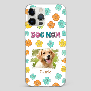 Dog Mom Phone Case – Custom Pet Name & Photo | Sweet Floral Design - 89Prints