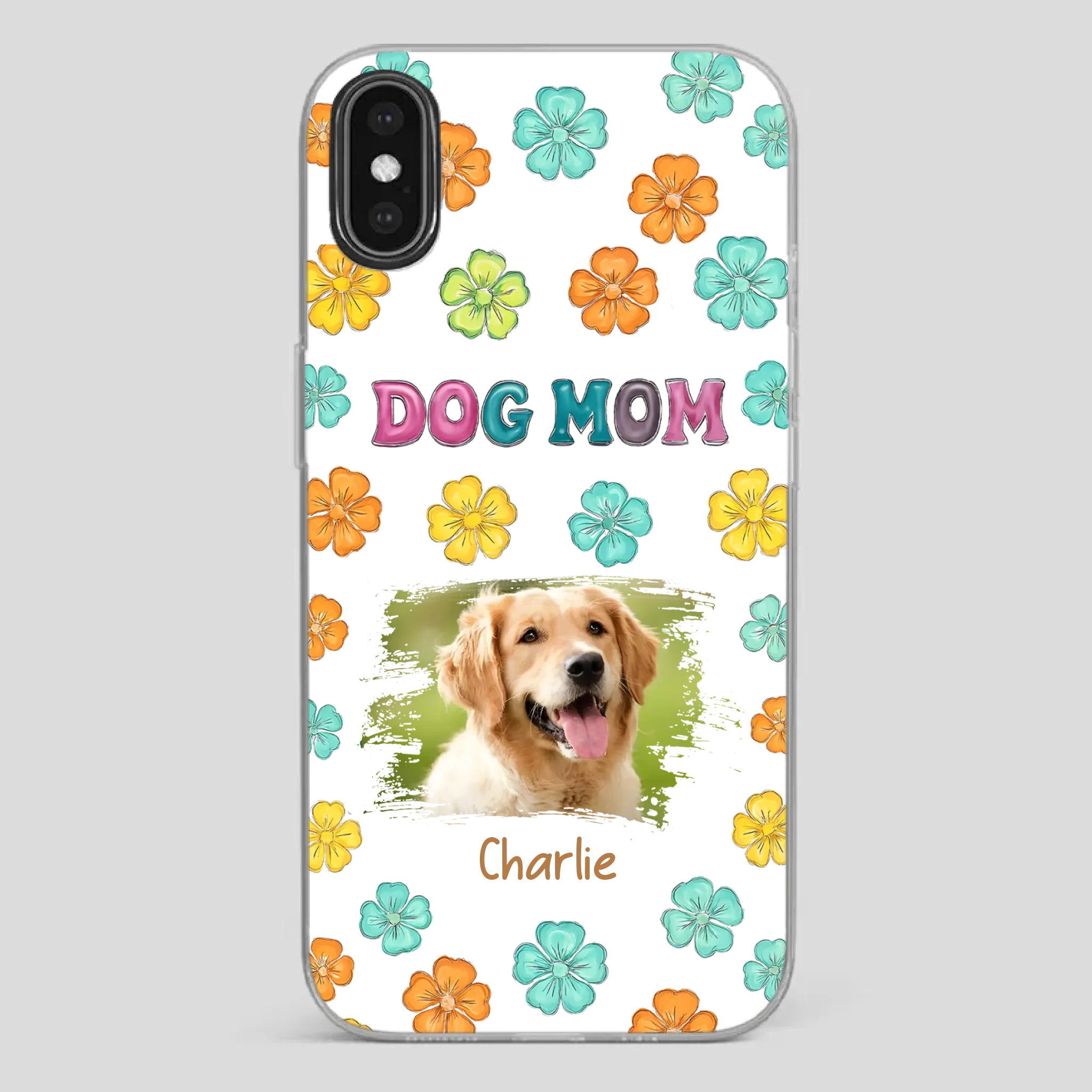 Dog Mom Phone Case – Custom Pet Name & Photo | Sweet Floral Design - 89Prints