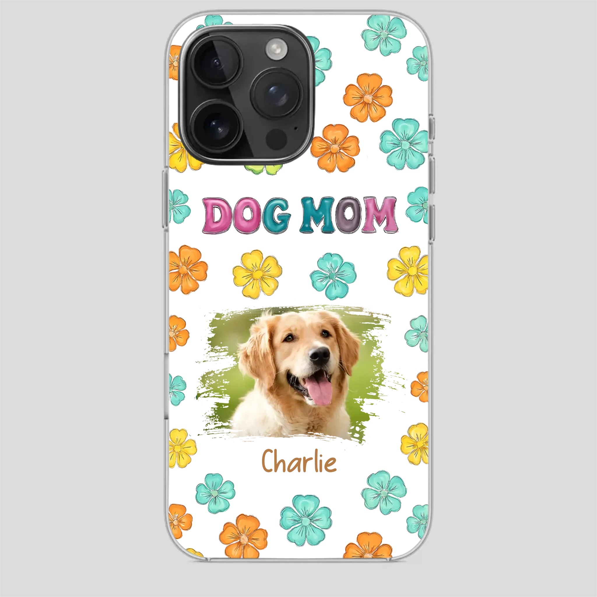 Dog Mom Phone Case – Custom Pet Name & Photo | Sweet Floral Design - 89Prints