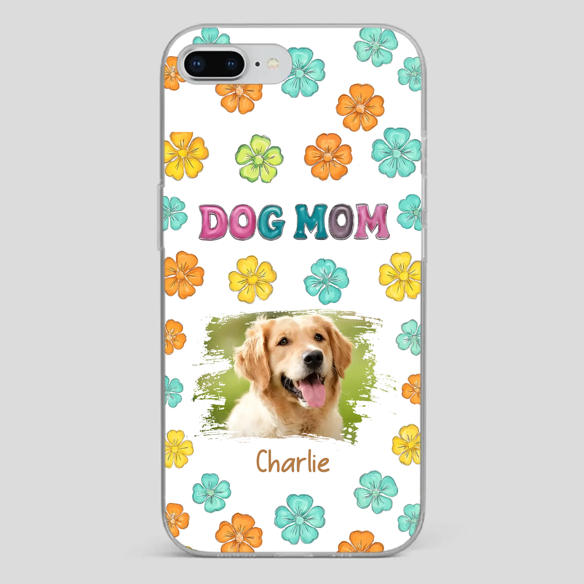 Dog Mom Phone Case – Custom Pet Name & Photo | Sweet Floral Design - 89Prints