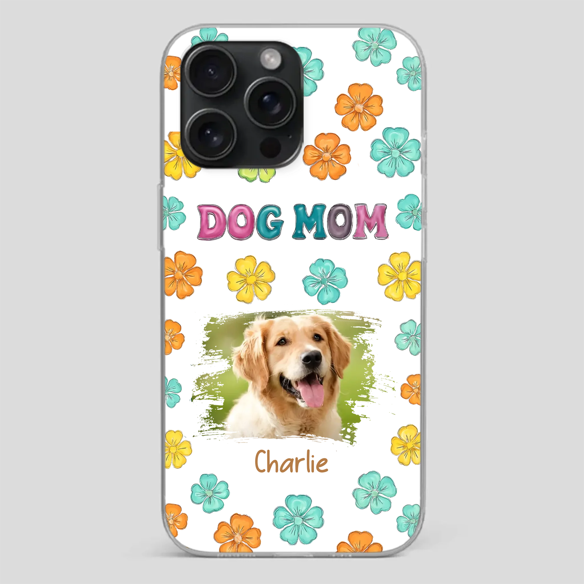 Dog Mom Phone Case – Custom Pet Name & Photo | Sweet Floral Design - 89Prints