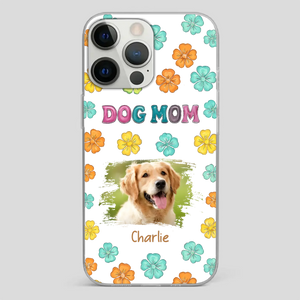 Dog Mom Phone Case – Custom Pet Name & Photo | Sweet Floral Design - 89Prints