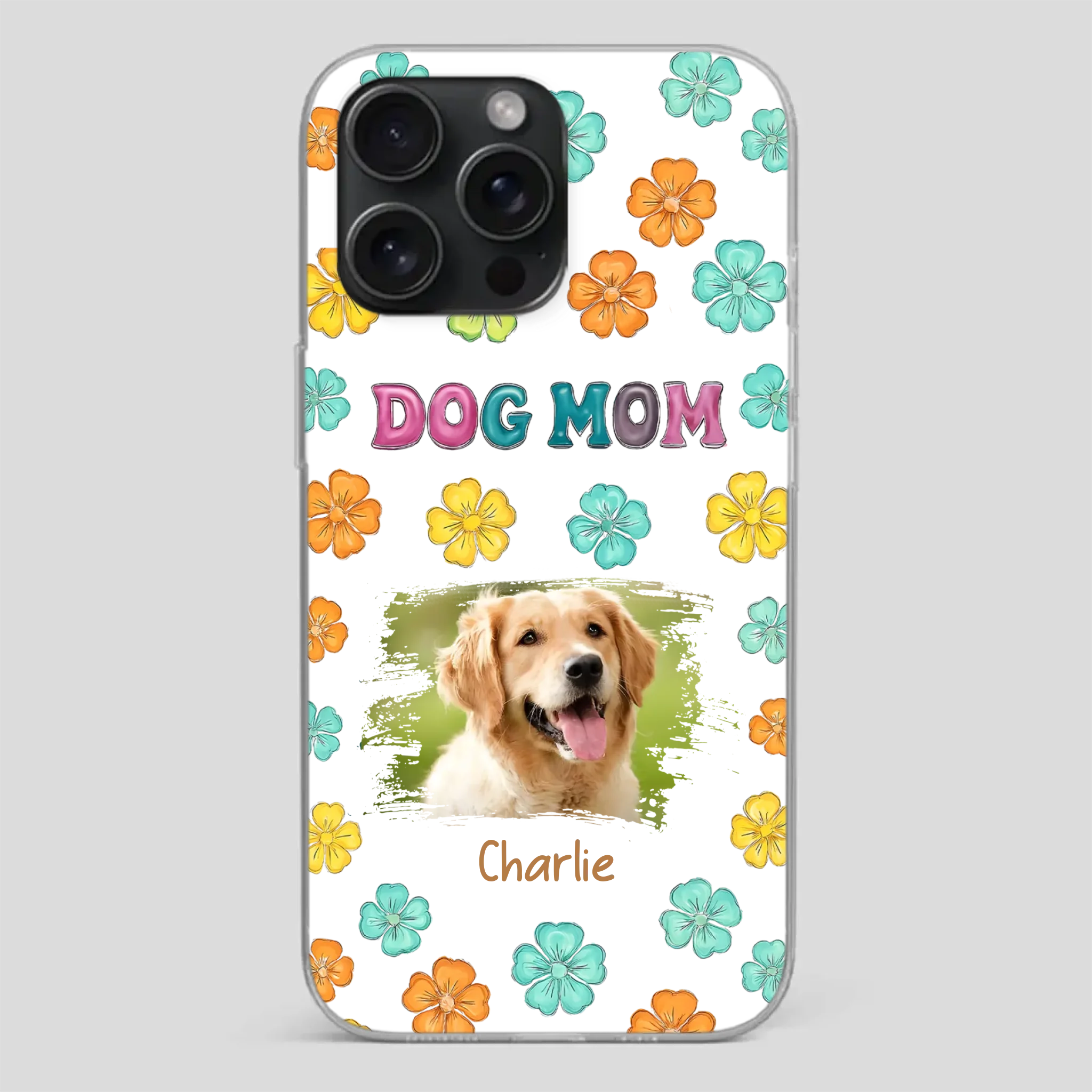 Dog Mom Phone Case – Custom Pet Name & Photo | Sweet Floral Design - 89Prints