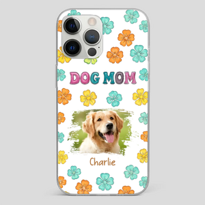 Dog Mom Phone Case – Custom Pet Name & Photo | Sweet Floral Design - 89Prints