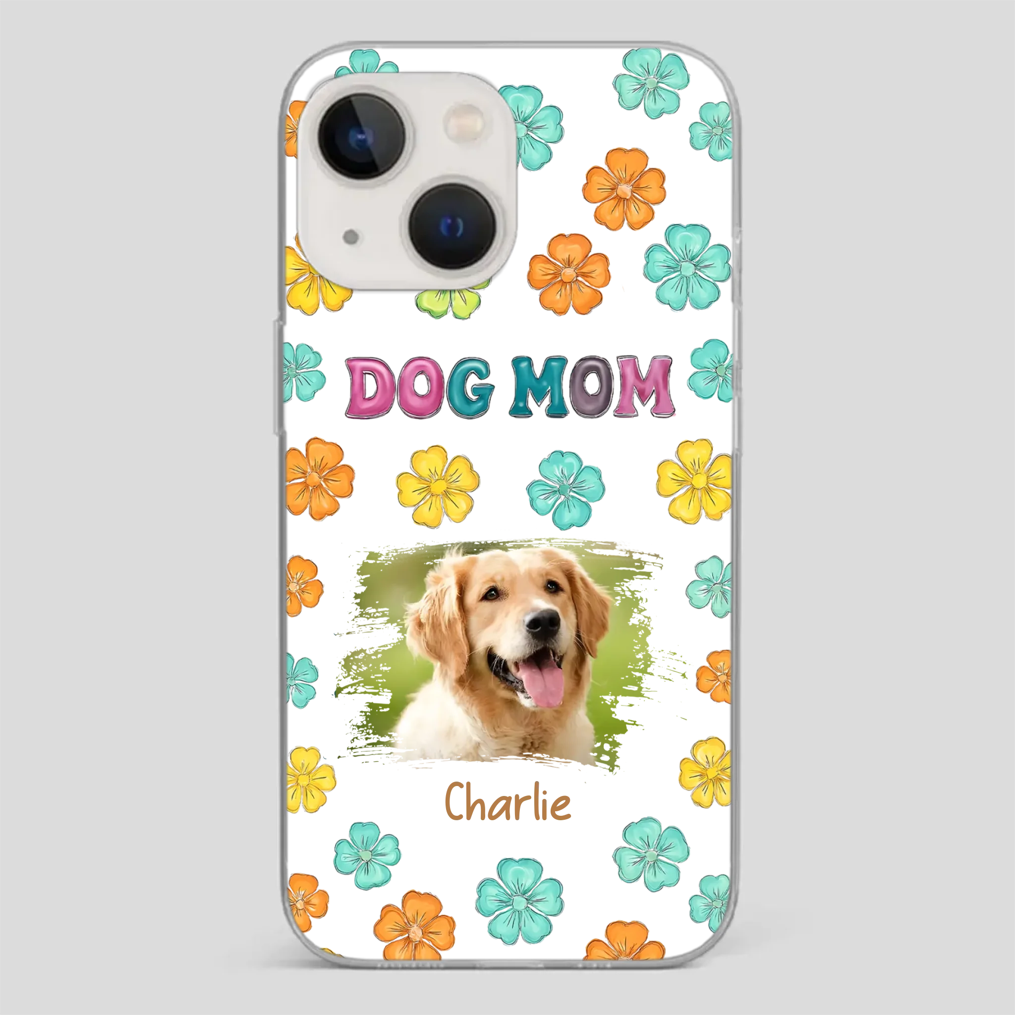 Dog Mom Phone Case – Custom Pet Name & Photo | Sweet Floral Design - 89Prints