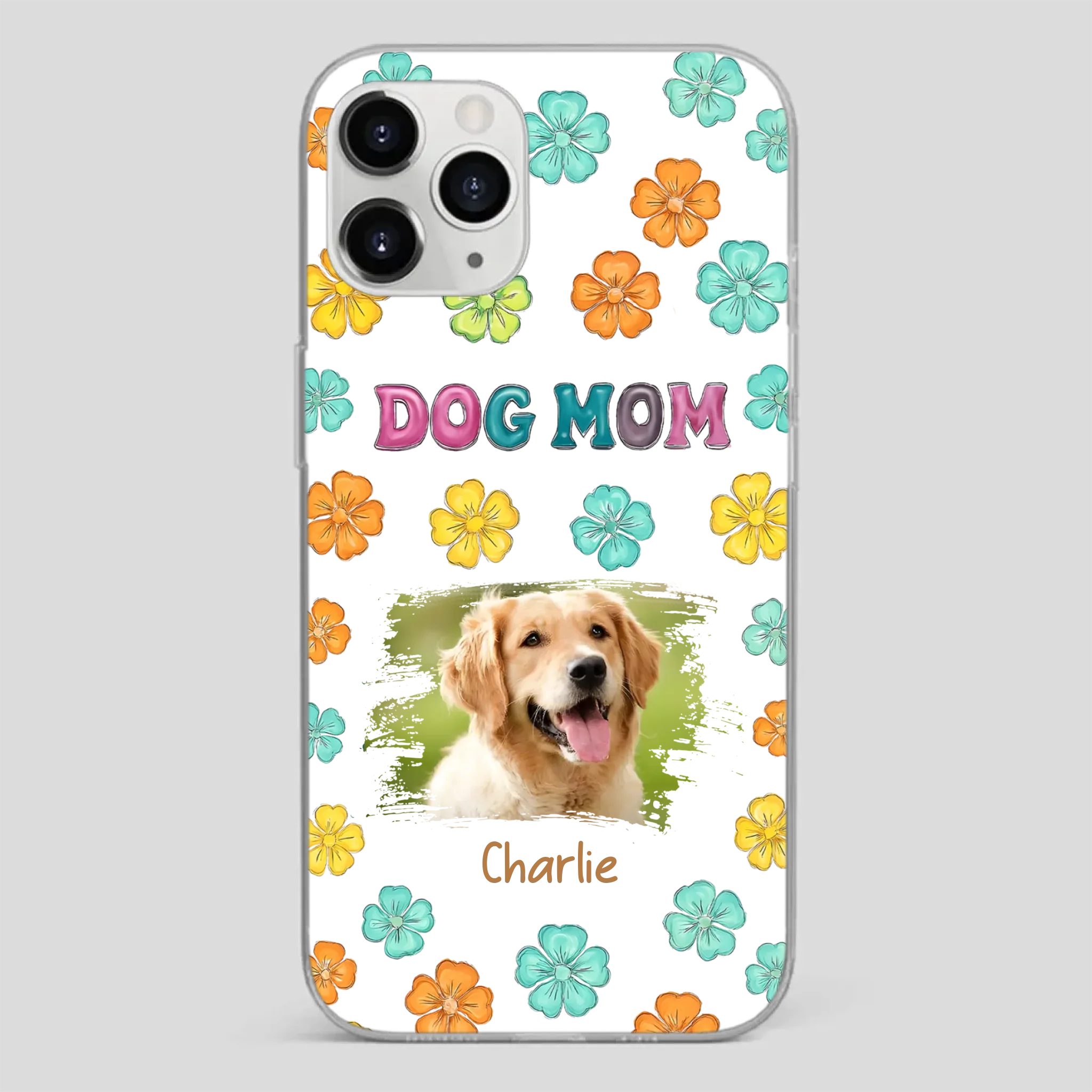 Dog Mom Phone Case – Custom Pet Name & Photo | Sweet Floral Design - 89Prints