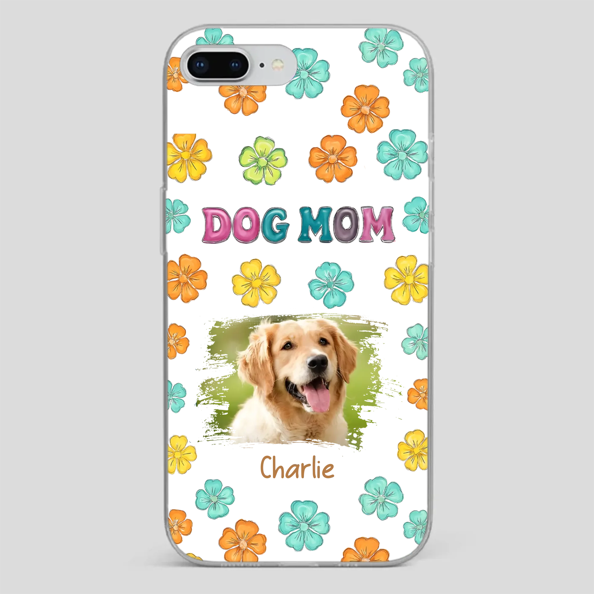 Dog Mom Phone Case – Custom Pet Name & Photo | Sweet Floral Design - 89Prints