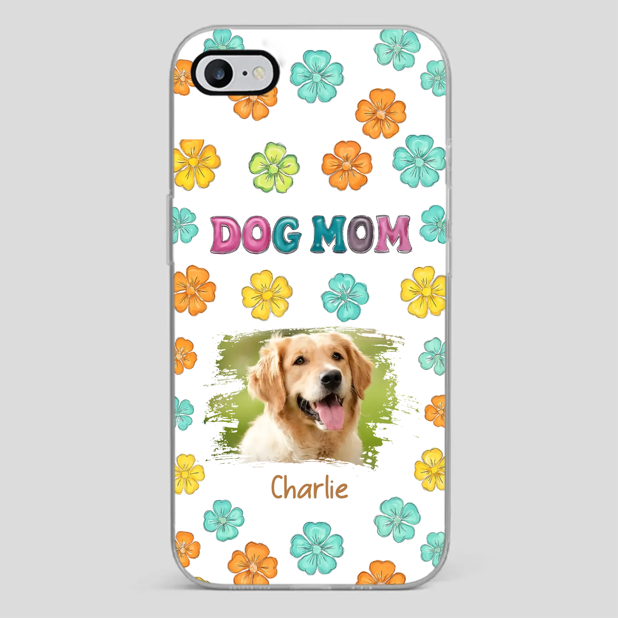 Dog Mom Phone Case – Custom Pet Name & Photo | Sweet Floral Design - 89Prints