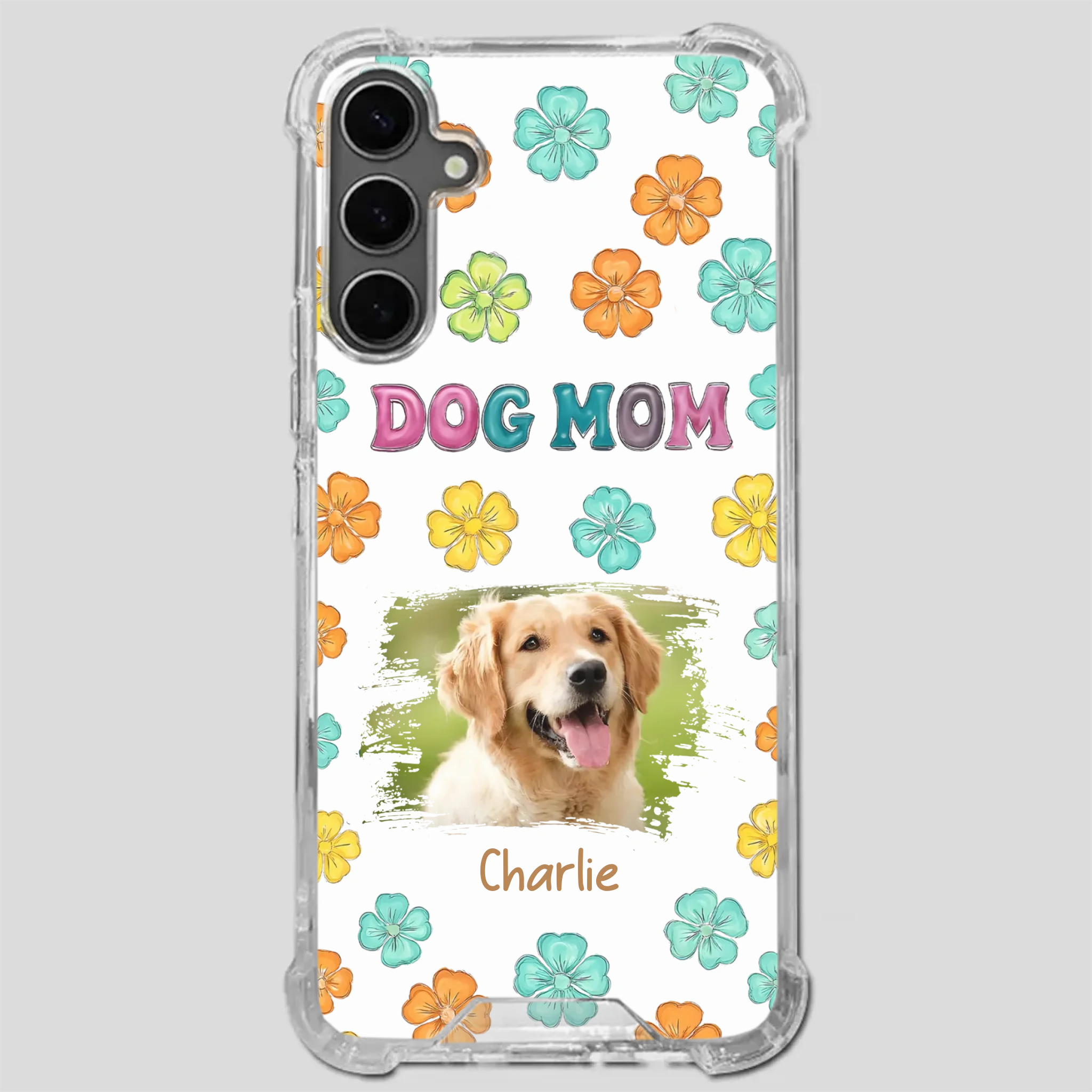 Dog Mom Phone Case – Custom Pet Name & Photo | Sweet Floral Design - 89Prints