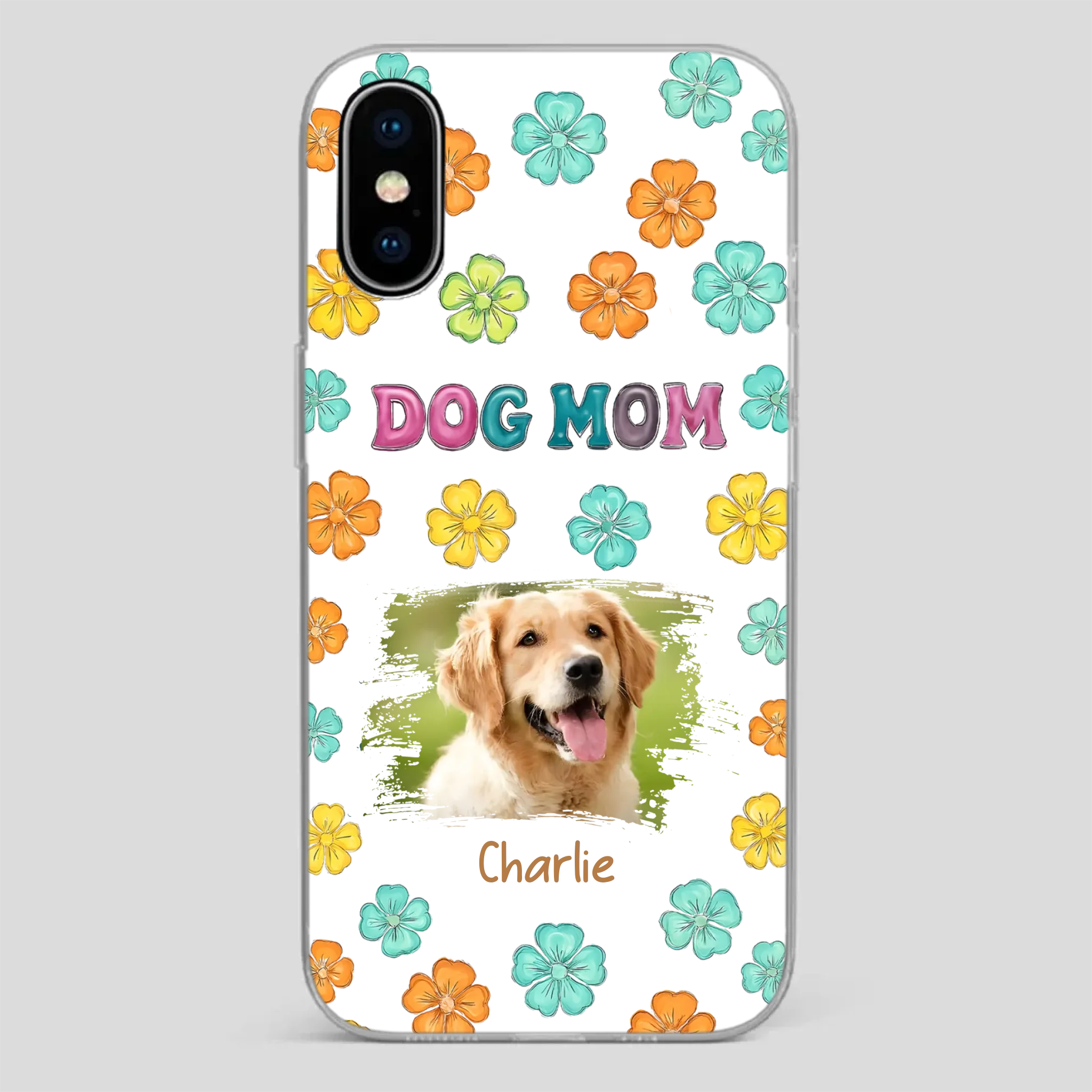 Dog Mom Phone Case – Custom Pet Name & Photo | Sweet Floral Design - 89Prints