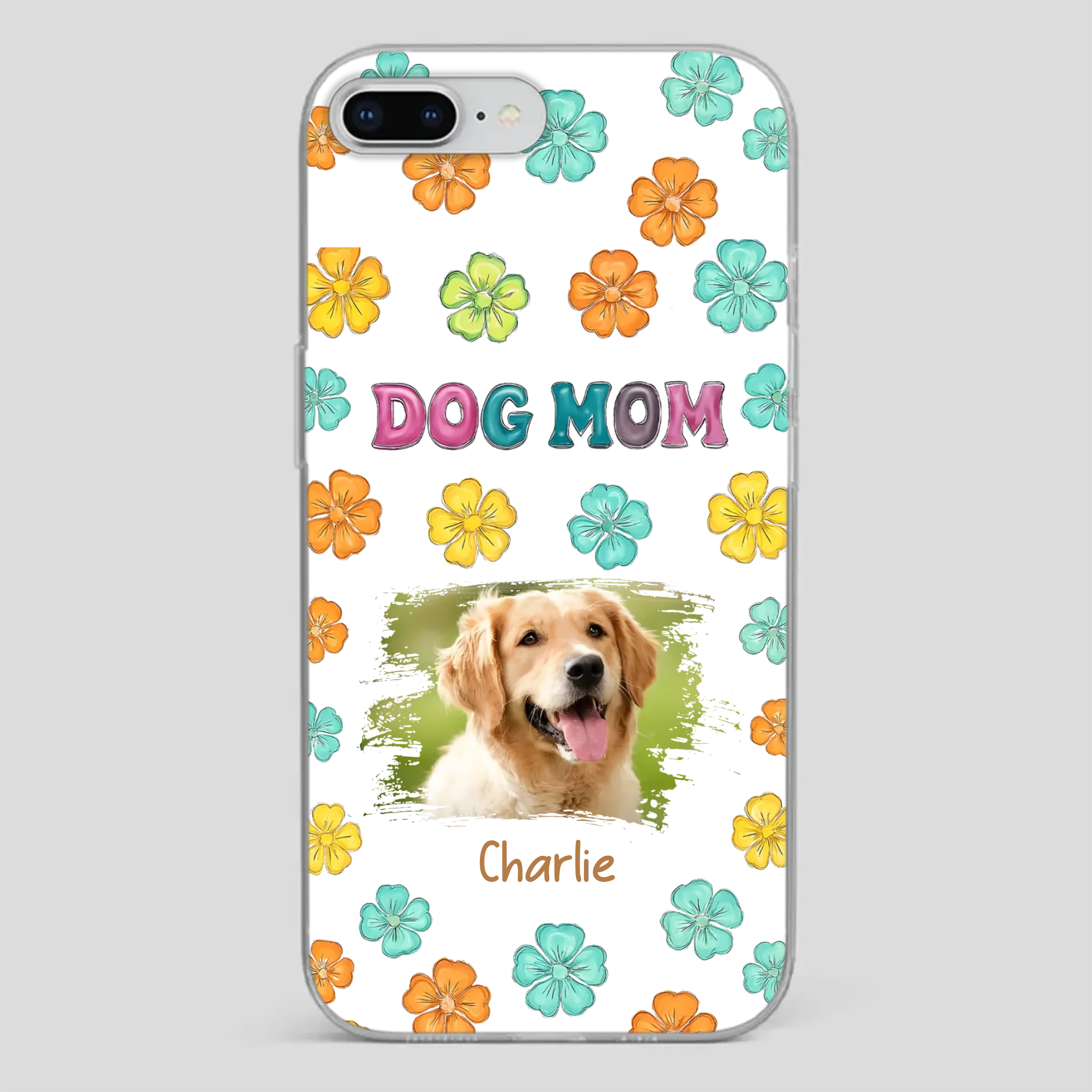 Dog Mom Phone Case – Custom Pet Name & Photo | Sweet Floral Design - 89Prints