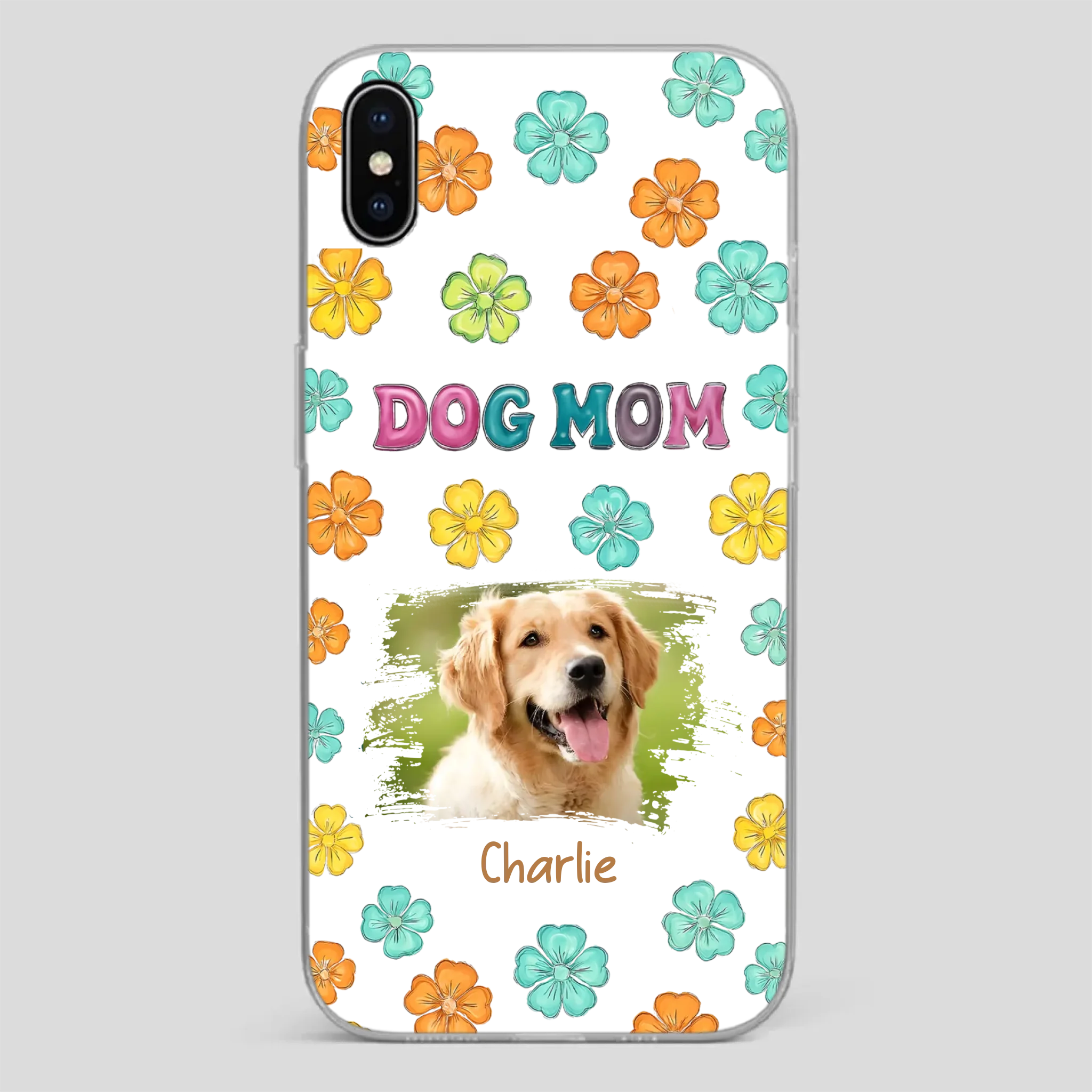 Dog Mom Phone Case – Custom Pet Name & Photo | Sweet Floral Design - 89Prints