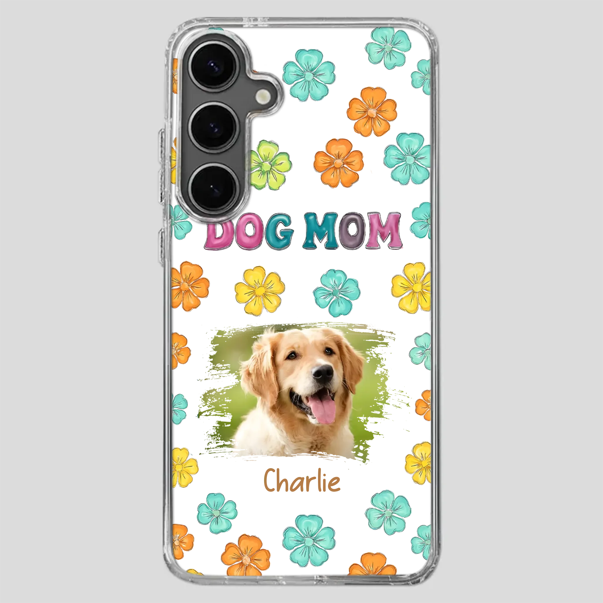 Dog Mom Phone Case – Custom Pet Name & Photo | Sweet Floral Design - 89Prints