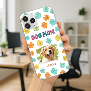 Dog Mom Phone Case – Custom Pet Name & Photo | Sweet Floral Design - 89Prints