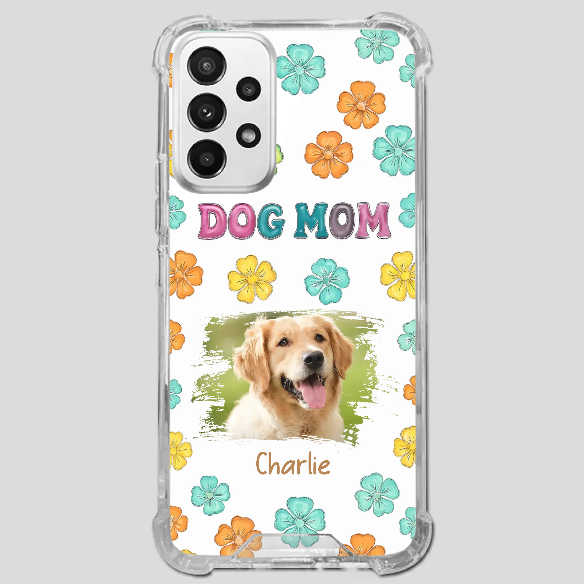 Dog Mom Phone Case – Custom Pet Name & Photo | Sweet Floral Design - 89Prints