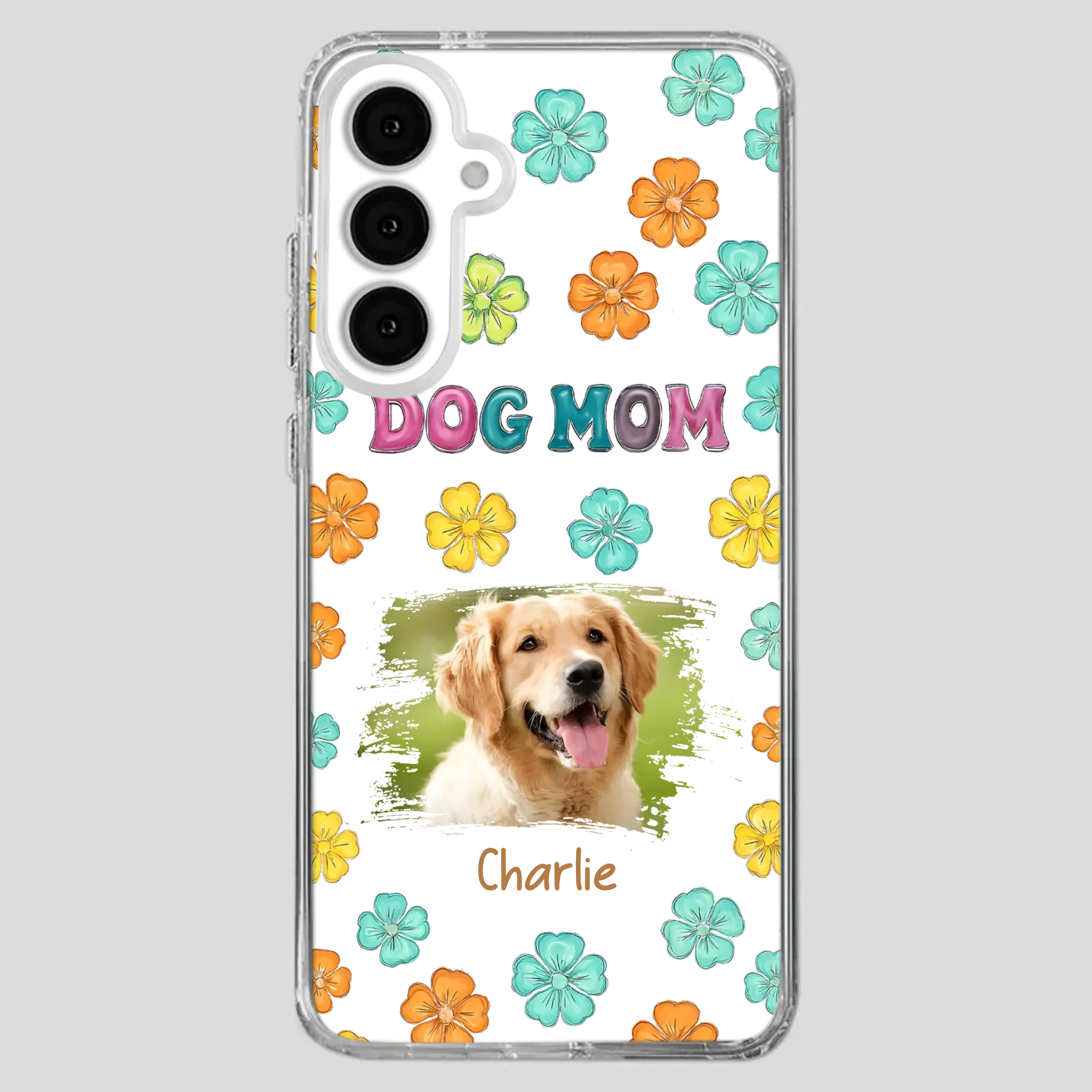 Dog Mom Phone Case – Custom Pet Name & Photo | Sweet Floral Design - 89Prints