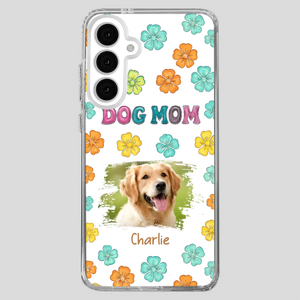 Dog Mom Phone Case – Custom Pet Name & Photo | Sweet Floral Design - 89Prints