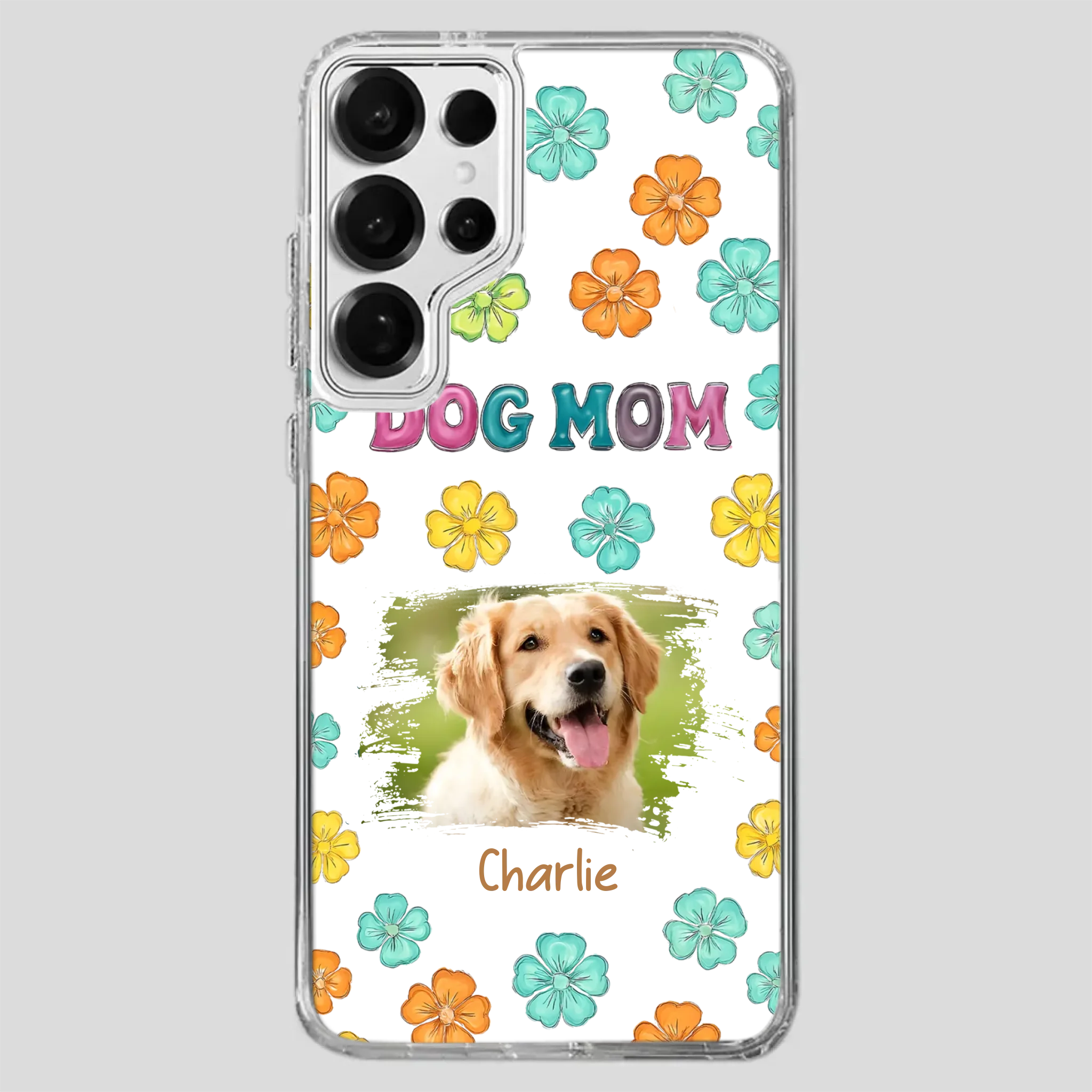 Dog Mom Phone Case – Custom Pet Name & Photo | Sweet Floral Design - 89Prints
