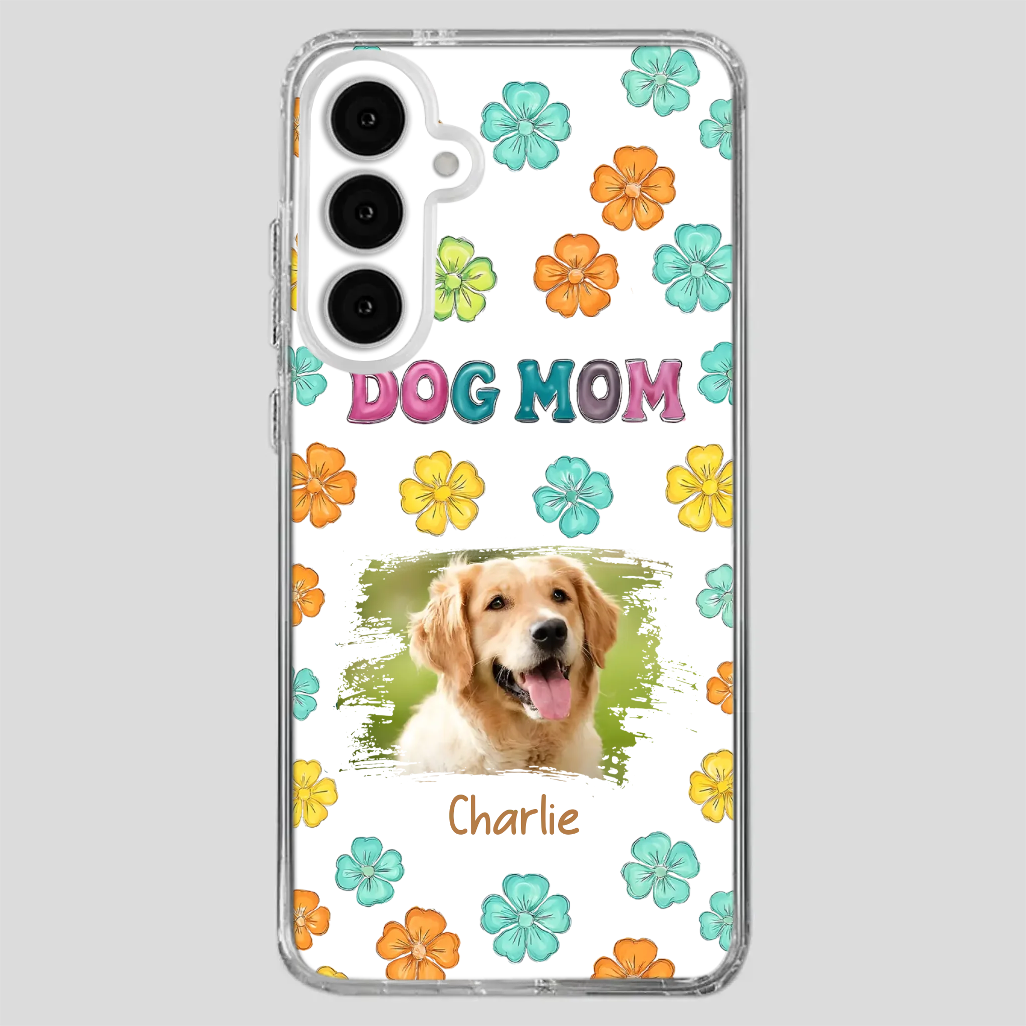 Dog Mom Phone Case – Custom Pet Name & Photo | Sweet Floral Design - 89Prints