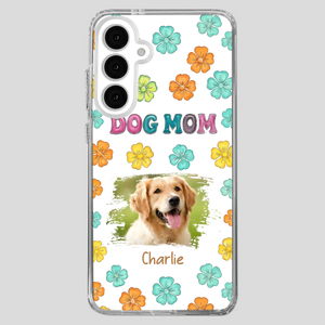 Dog Mom Phone Case – Custom Pet Name & Photo | Sweet Floral Design - 89Prints