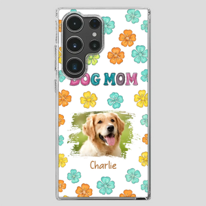 Dog Mom Phone Case – Custom Pet Name & Photo | Sweet Floral Design - 89Prints