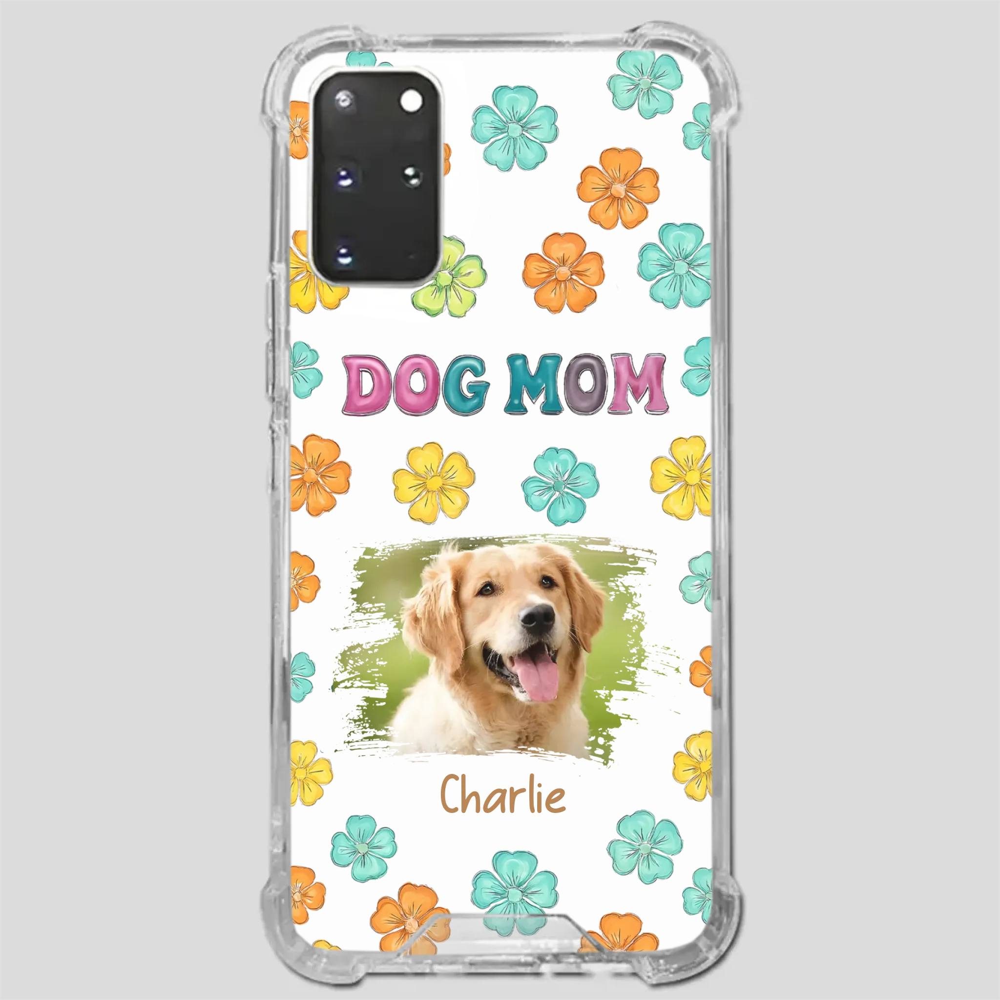 Dog Mom Phone Case – Custom Pet Name & Photo | Sweet Floral Design - 89Prints