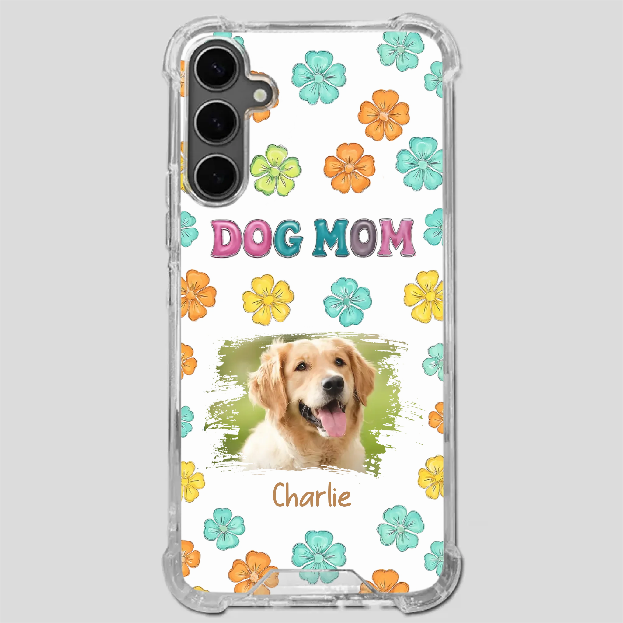 Dog Mom Phone Case – Custom Pet Name & Photo | Sweet Floral Design - 89Prints