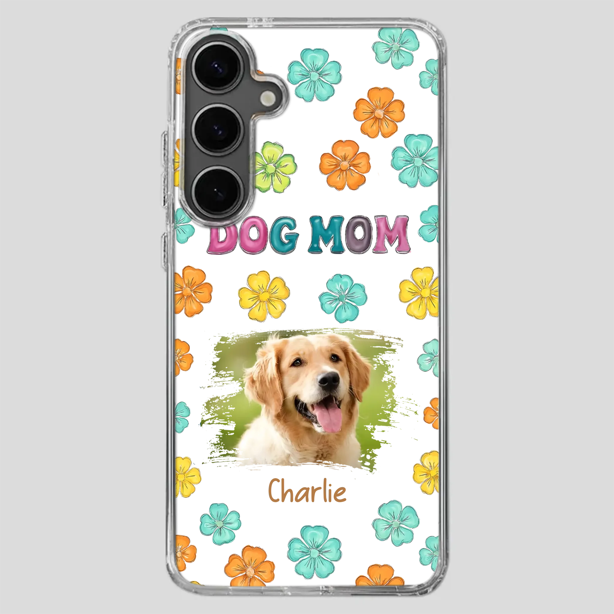 Dog Mom Phone Case – Custom Pet Name & Photo | Sweet Floral Design - 89Prints